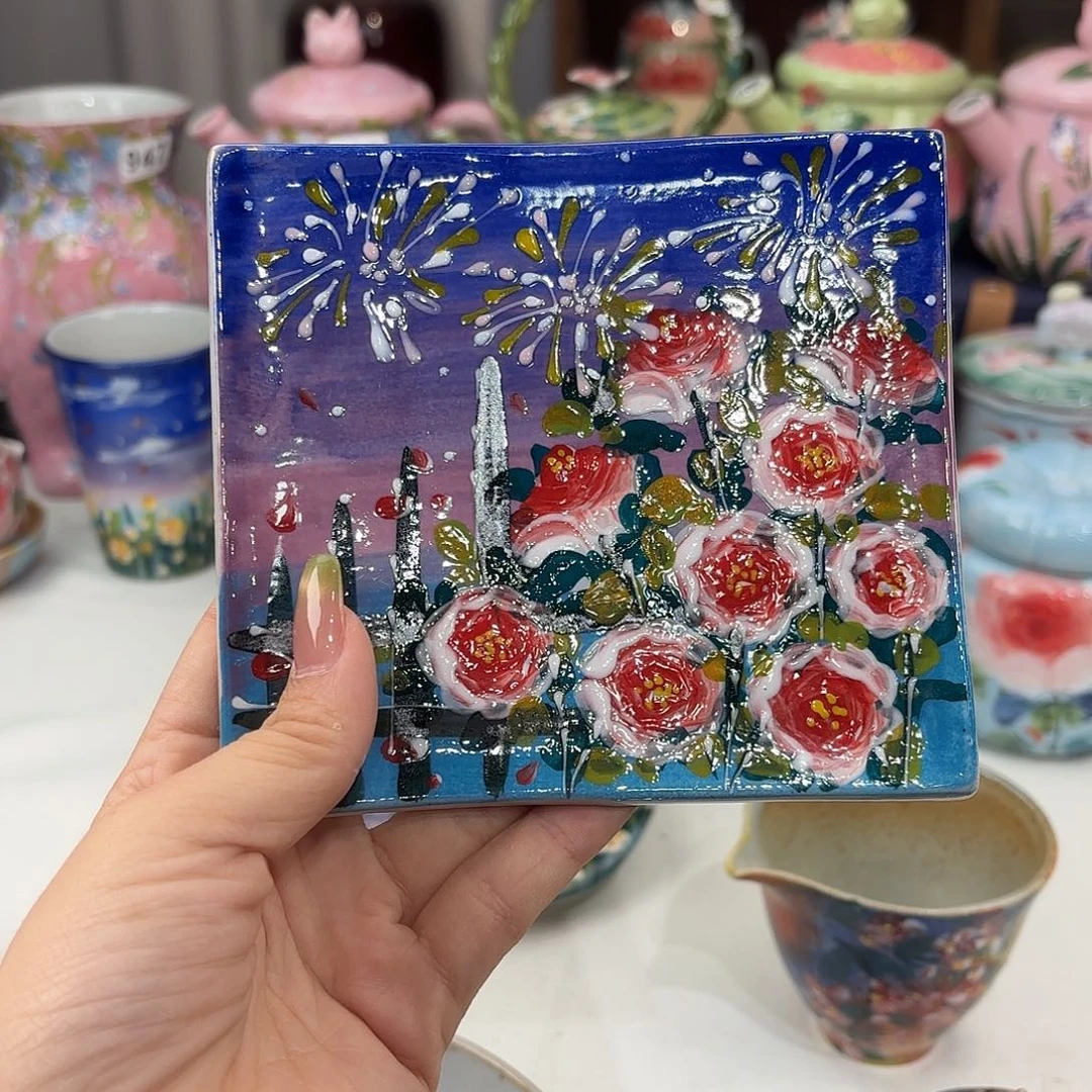 瓷片景德镇手绘高温釉下彩陶瓷茶具