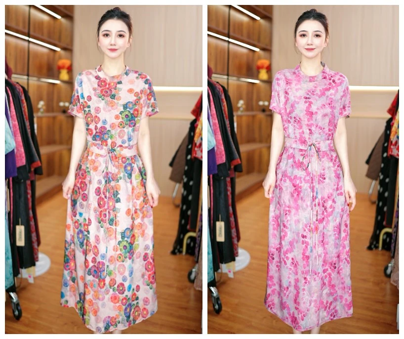 1639-18时尚印花休闲双面穿连衣裙
