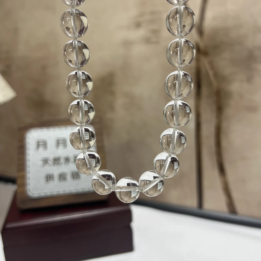【月月家】E092天然水晶 白水晶项链 12-13mm多样性发其一