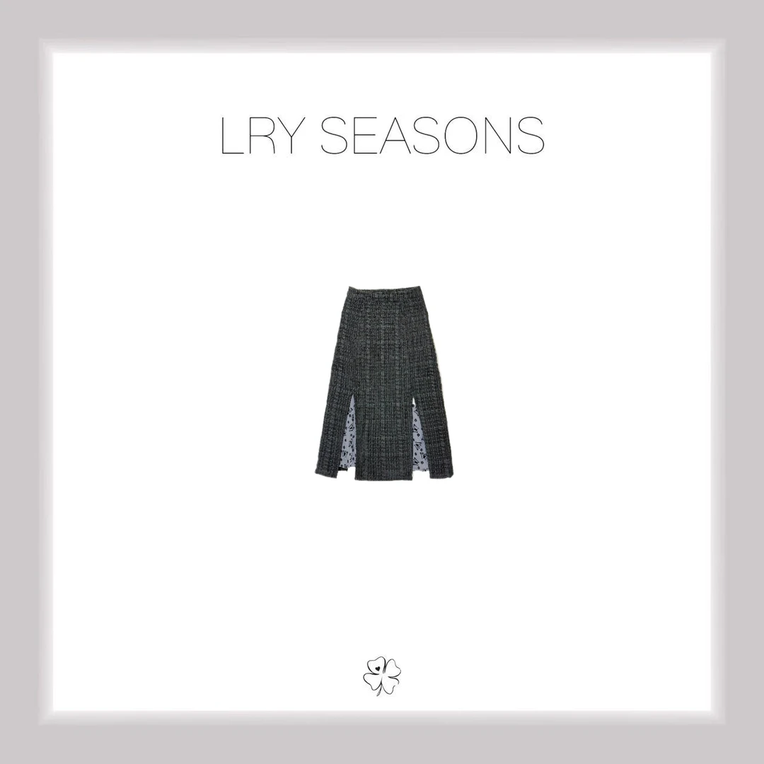 LRY SEASONS |格纹绒感蝴蝶蕾丝拼接半裙25599