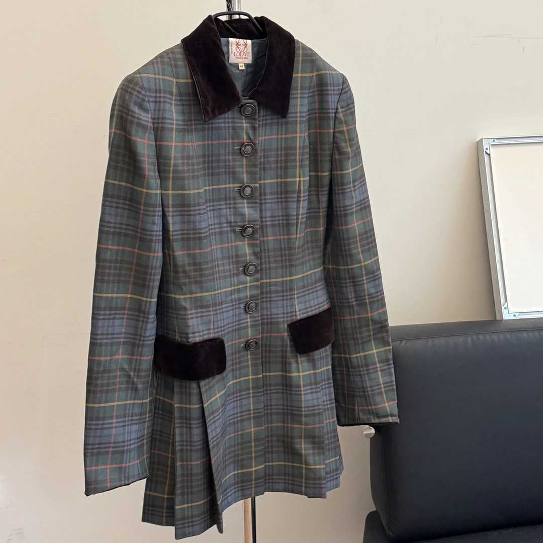 90新 Loro Piana/诺悠翩雅 Loewe丝绒连衣裙