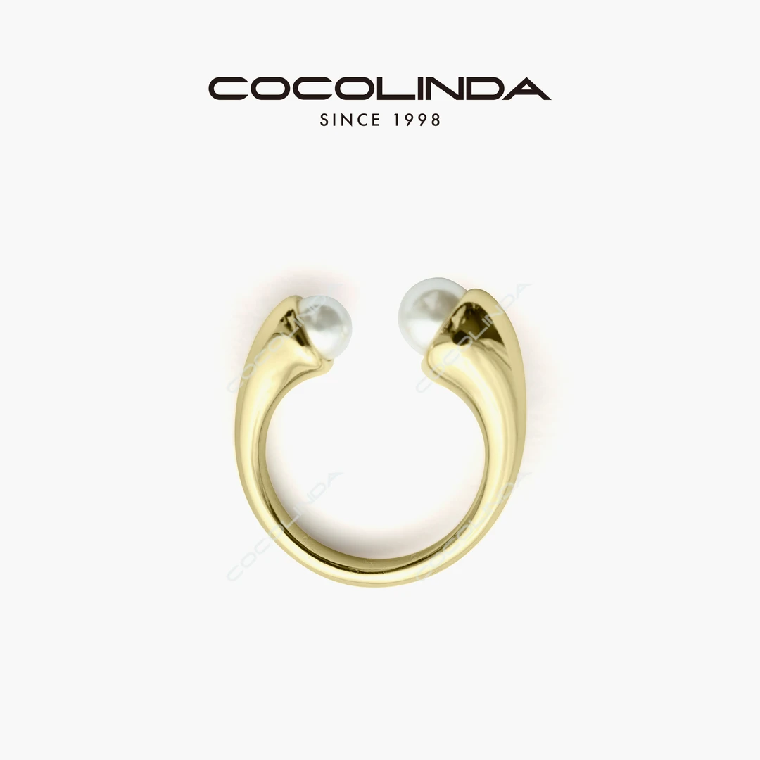 铜合金仿珍珠戒指 COCOLINDA琳达推荐 复古弧面对开珍珠戒指 JZ12