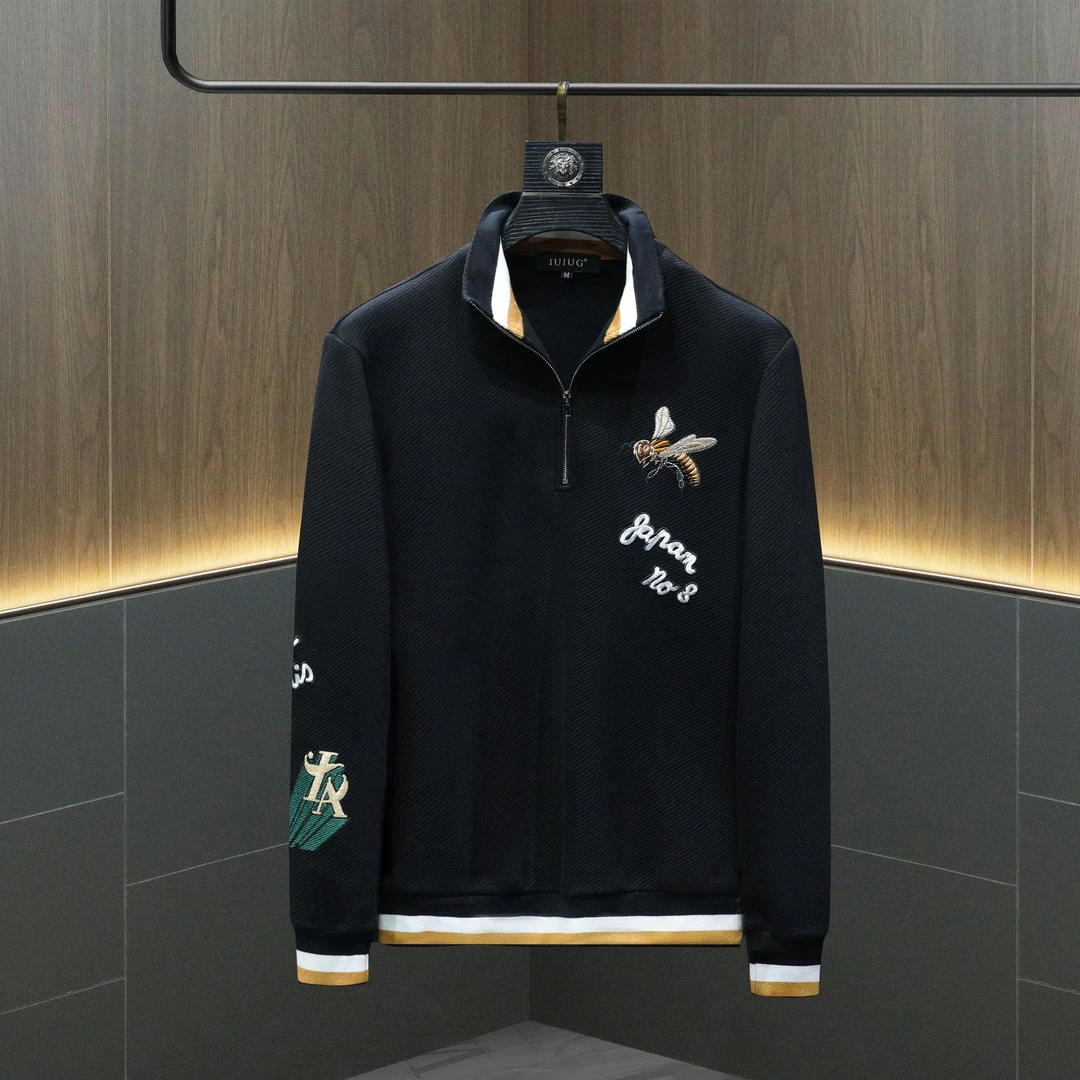 设计师同款外套刺绣男士上衣2023立领蜜蜂男秋冬季男装衣服