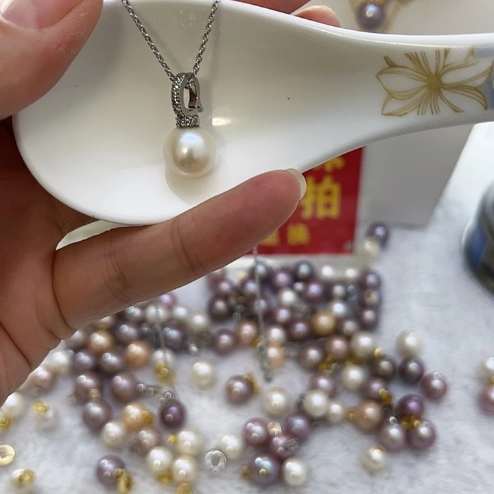 合金白珠银色奶嘴扣淡水珍珠