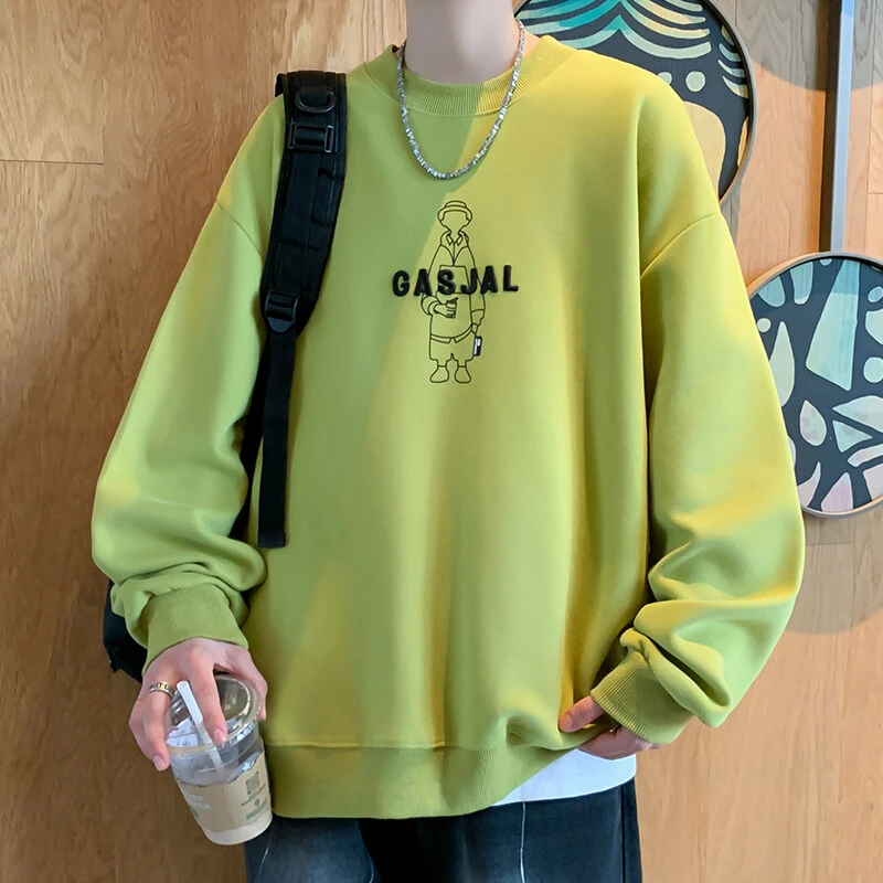 青少年长袖春款学生卫衣休闲印花春季港风宽松百搭韩版卡通图男生