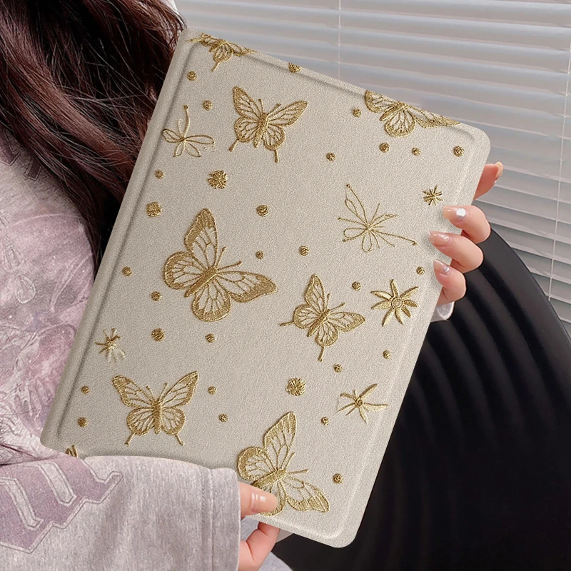 轻奢烫金蝴蝶ipad 11平板保护壳带笔槽新款奢华ipadair 7轻奢爆款