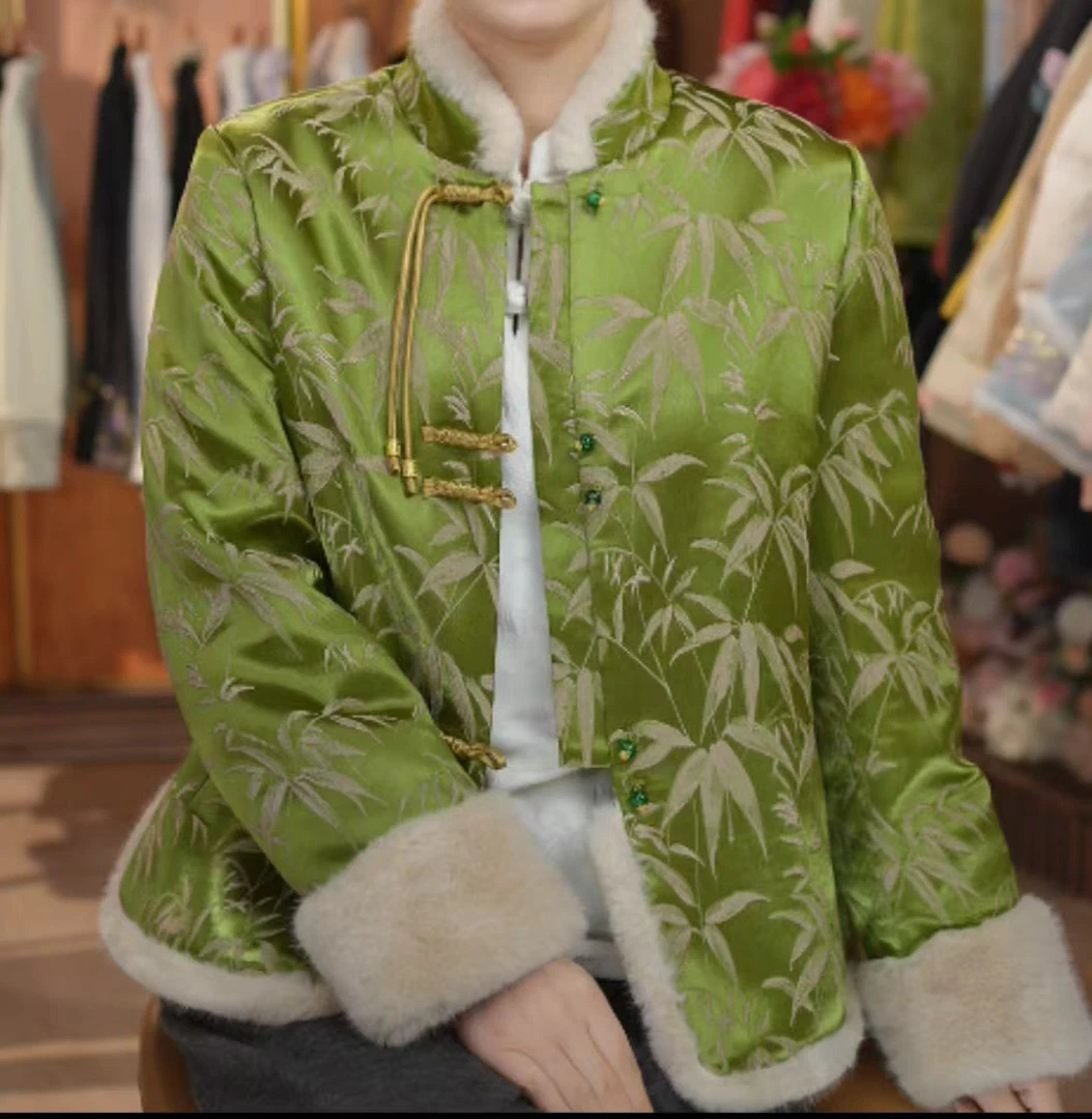 锦尚韵《 竹报平安-棉服》新中式提花百搭高定加厚外套2024D886璐璐