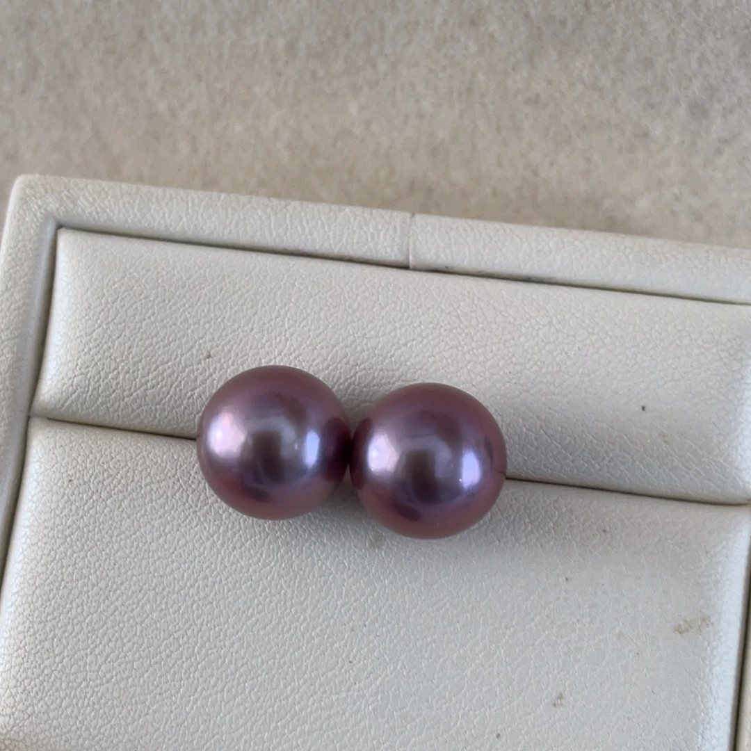 18K金镶嵌耳饰淡水珍珠11-12mm