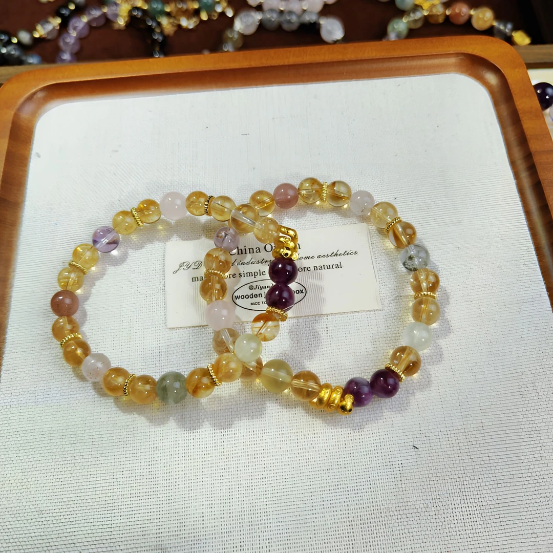 小龙蛇年定制天然水晶手串手链天然水晶多宝手链多巴胺水晶手串