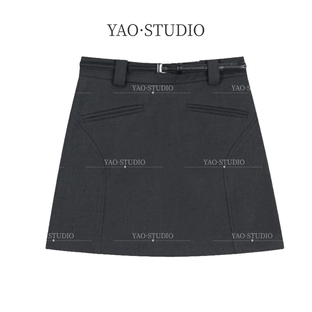 【可盐可甜】带腰带~高腰A字裙显瘦轻奢半裙气质洋气简约春夏裙子