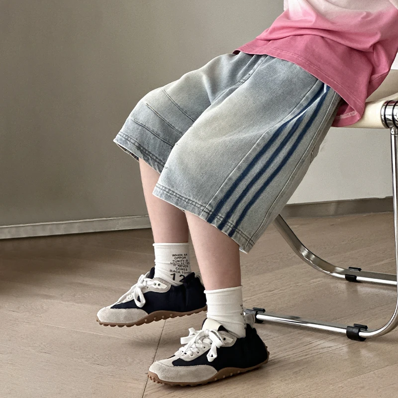 男童牛仔短裤2025年夏季新款中大男童洋气百搭休闲浅色牛仔裤潮酷