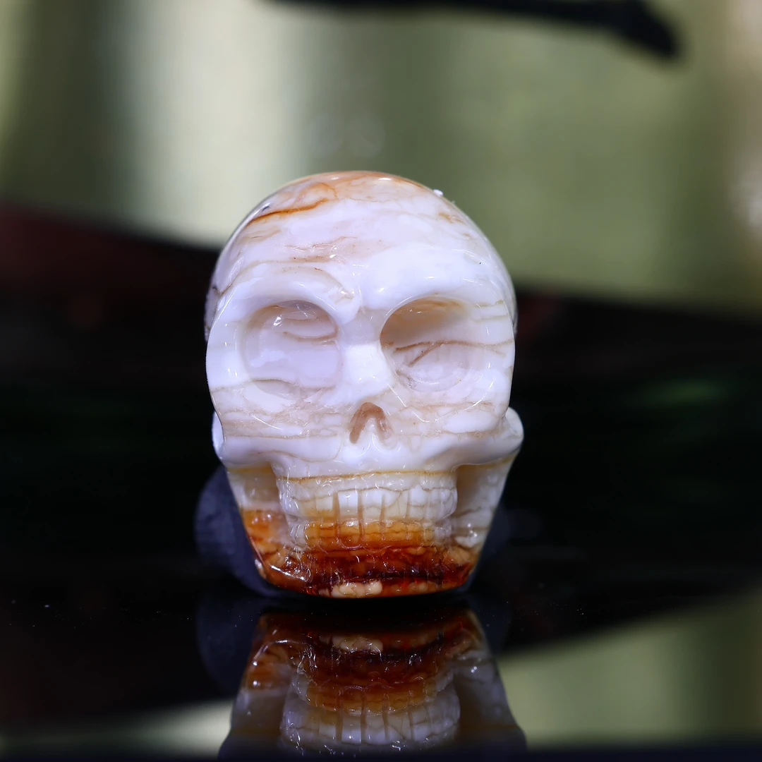 蜜蜡骷髅头三通天然原矿奥利奥虎皮纹尸陀林主背云蜜蜡配饰A733