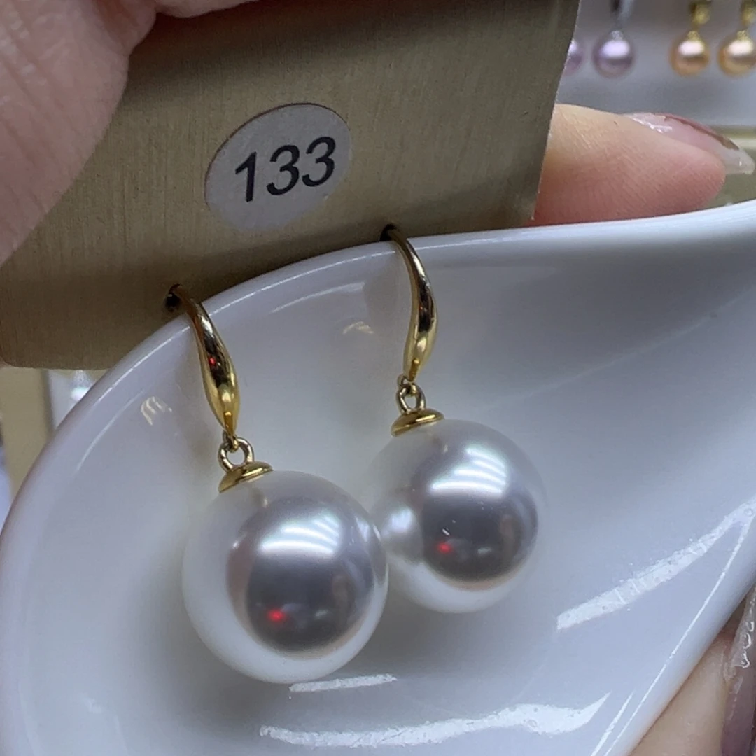 耳饰银S925镶嵌淡水珍珠