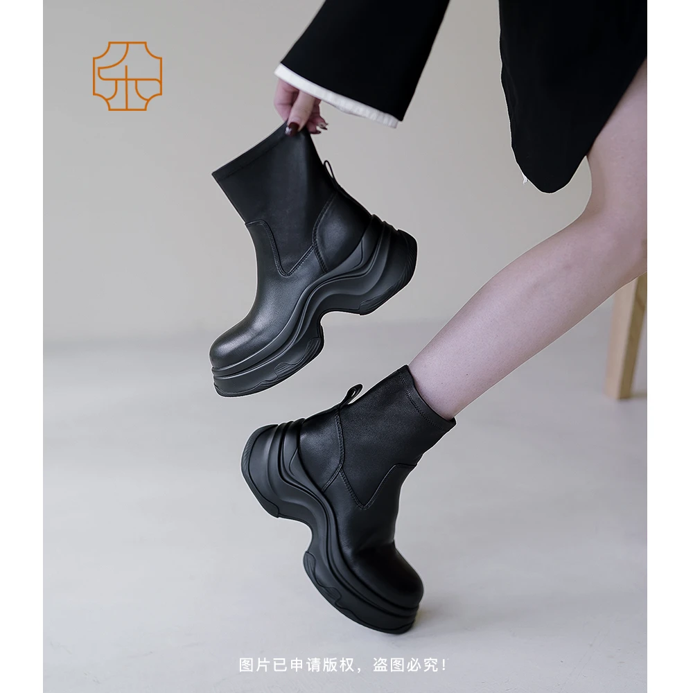【LESIFAN】新款时尚厚底弹力皮短靴靴2357-609