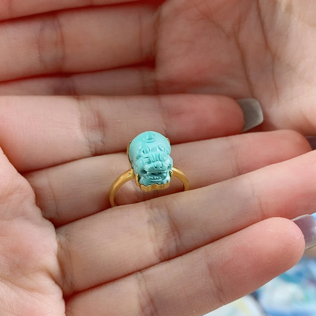 绿松石18K金镶嵌珠宝奇石