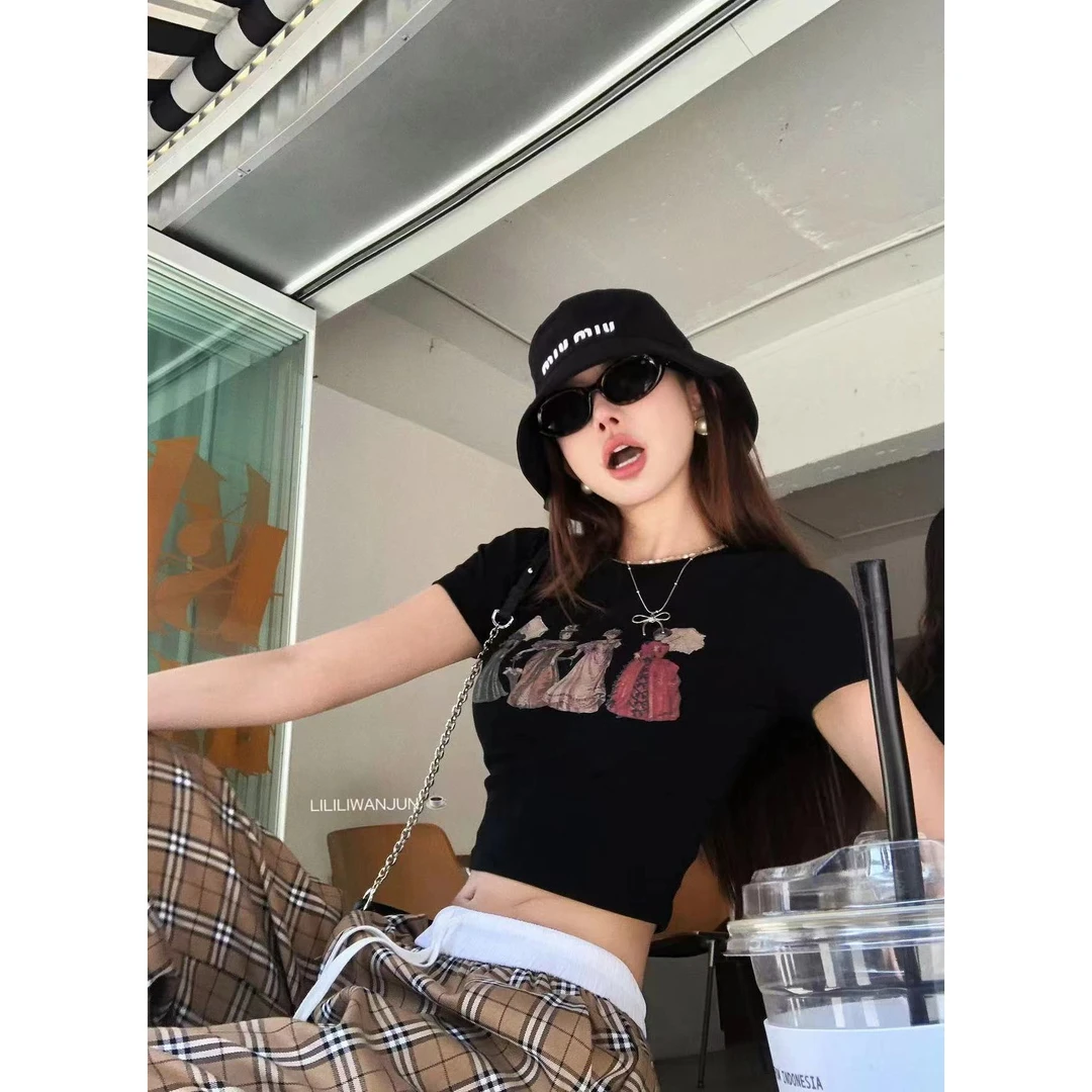 小鱼【宫廷世家】夏季漫画涂鸦新款百搭显瘦T恤上衣LWJ24B2T917