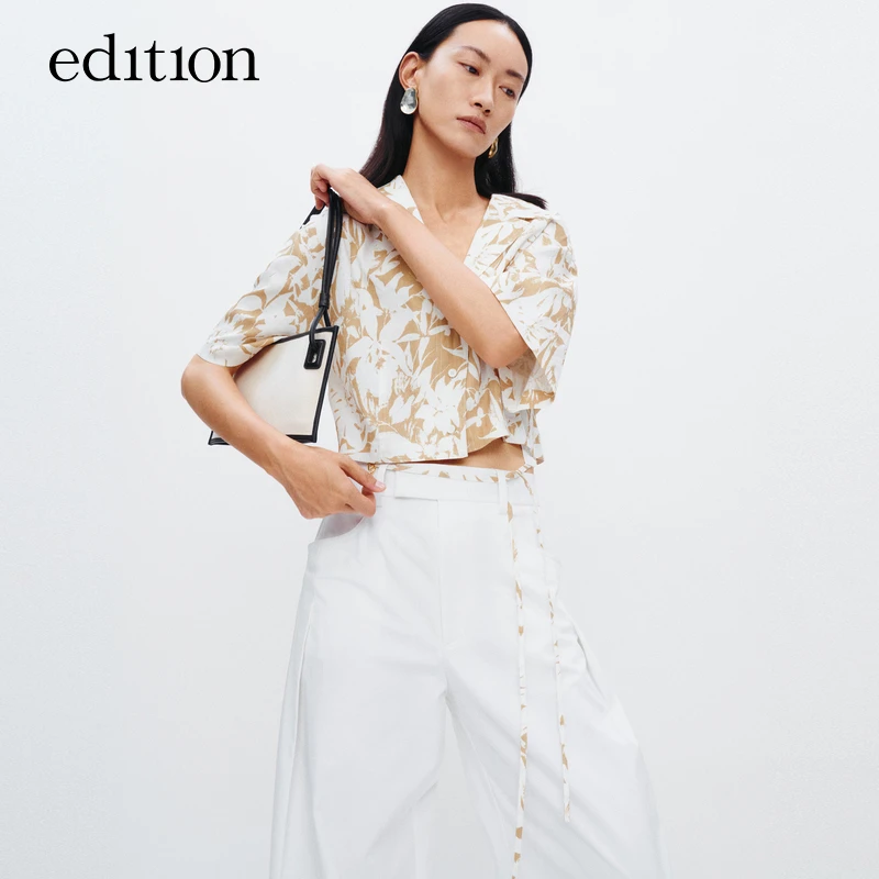【P系列】edition夏花稿印花短款小众绑带衬衫#EBC2TOP034