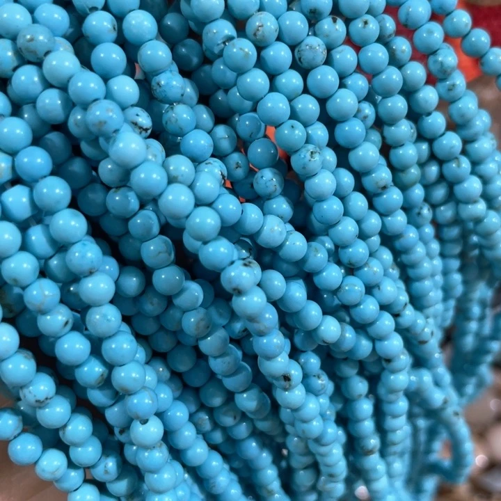 贝壳非金属3条3mm蓝色松松圆珠