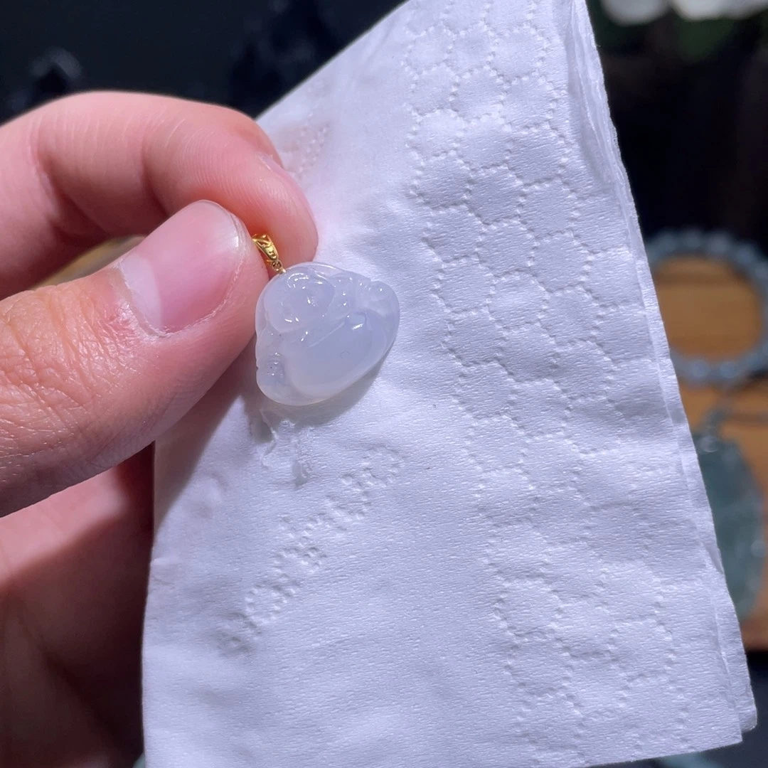 定制翡翠18K金镶嵌吊坠