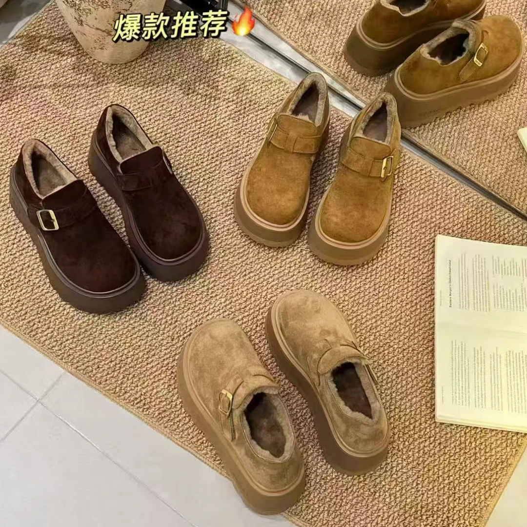 加绒勃肯鞋～升级版仿兔毛<6厘米>魔术贴～2025秋季新款女鞋