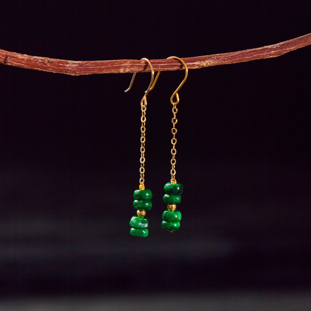 【云上雅岚】颜绪丨18K翡翠耳钩-多样性发一件-XYGD9991397-B