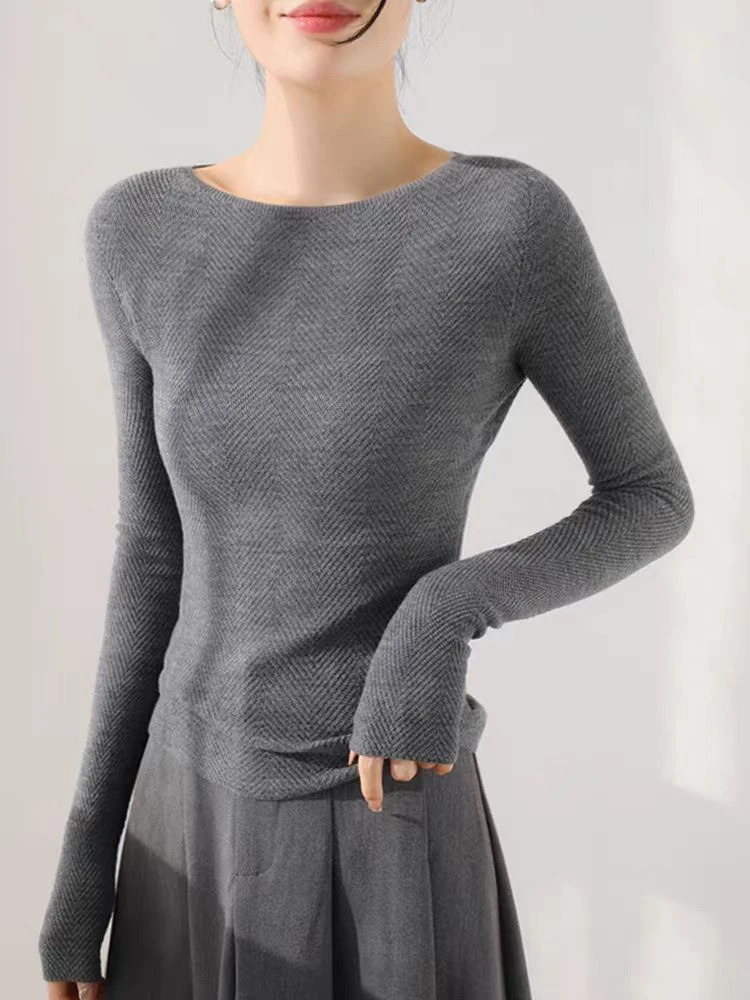 福利款高端扬子纱超细48支无缝一体羊毛肌理感修身内搭