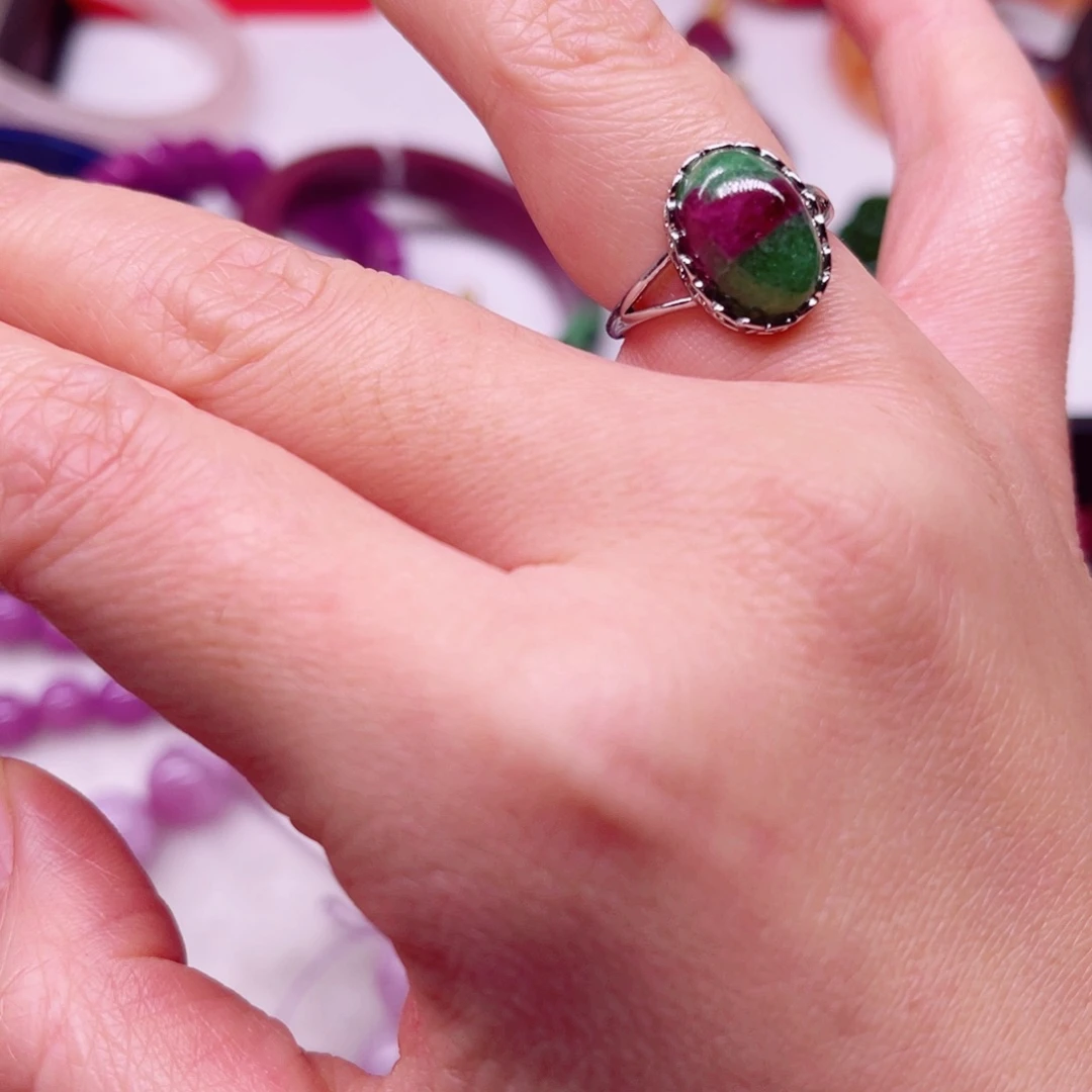 戒指红宝石银S925镶嵌