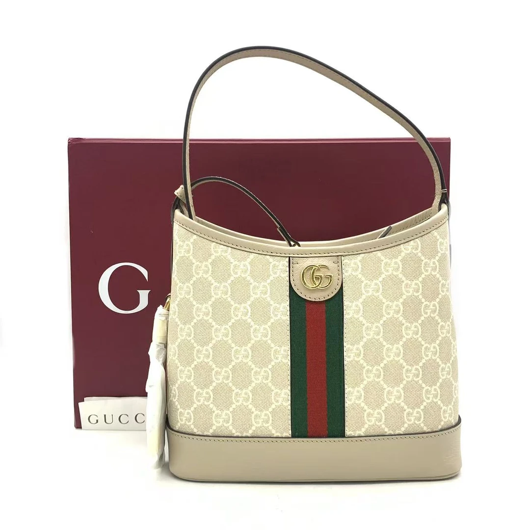 未使用 GUCCI/古驰 【安则专属】燕麦色op水桶包/