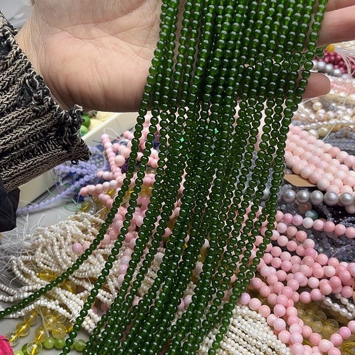 玛瑙/玉髓珠宝半成品未镶嵌一条4mm碧玉