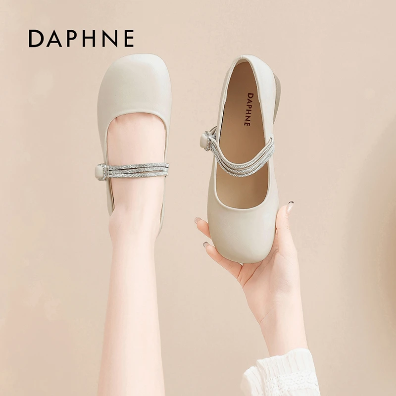 Daphne/达芙妮2025春季多扣带时髦玛丽珍鞋百搭个性浅口低跟单鞋