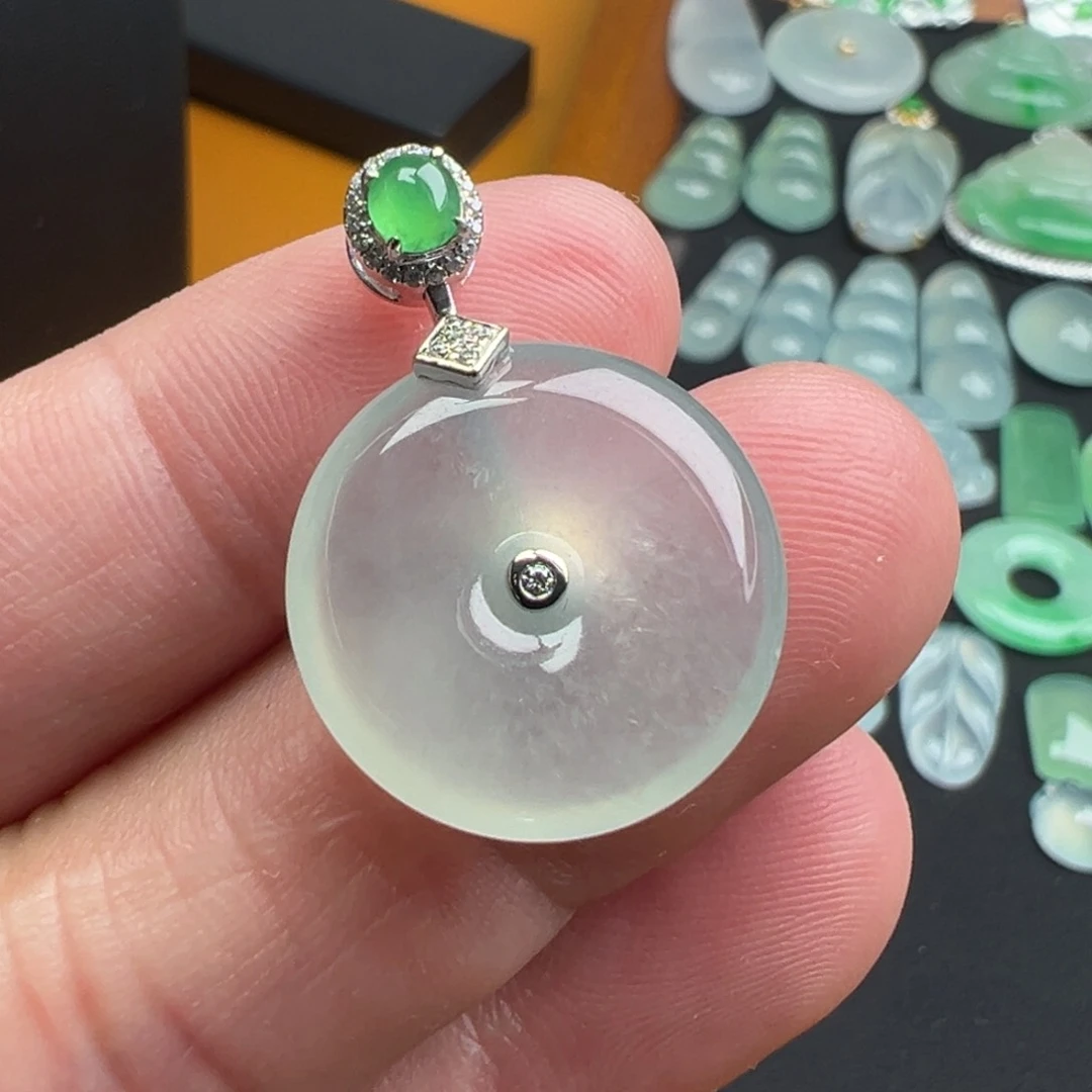 翡翠颈饰18K金镶嵌扣子18.7