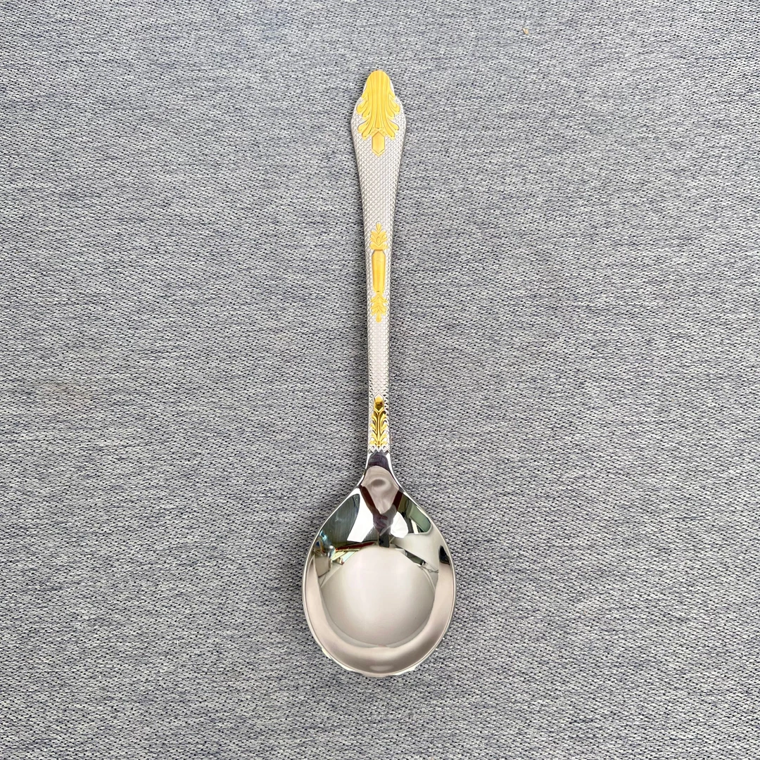 A52 VOKO家用凤尾汤勺镀金勺