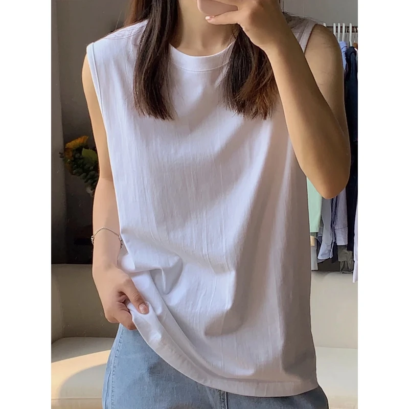 重磅纯棉无袖背心男女款夏季宽松运动坎肩cleanfit情侣装短袖t恤