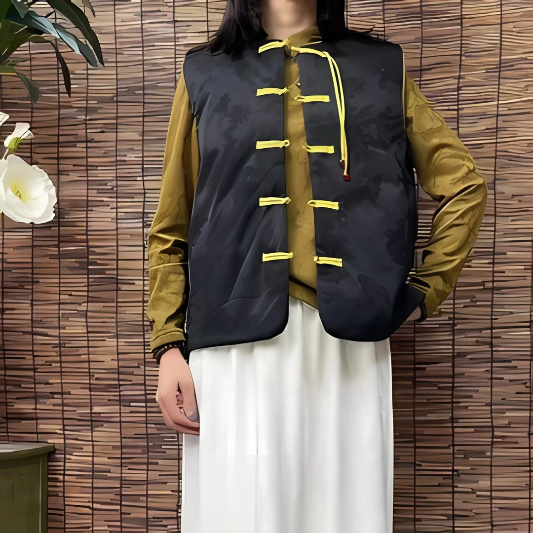 1059新款新中式秋冬中国风盘扣马甲QZ