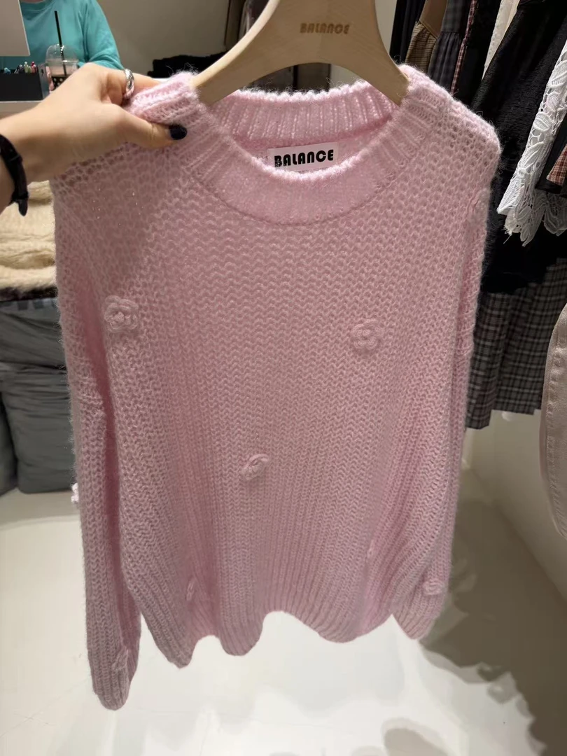 韩国东大门正品女装时尚花朵刺绣毛衣121735（NO退NO换）