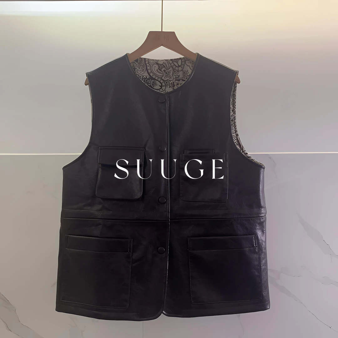 蘇格高定-【人手必备】国风时尚百搭休闲潮流洋气皮马甲上衣