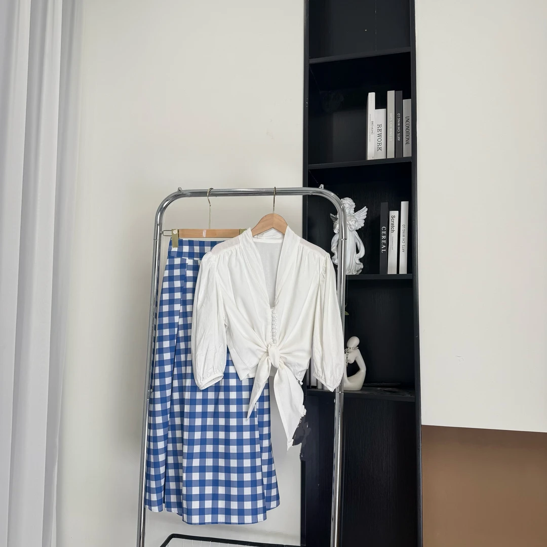 Design/25春季新款法式格子减龄时尚百搭衬衫+半裙 10024 BCK