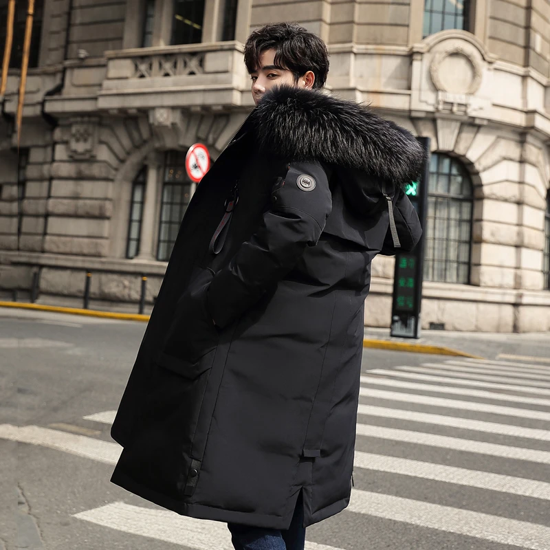 长款过膝羽绒服男冬季新款加厚保暖韩版潮流时尚休闲连帽冬装外套