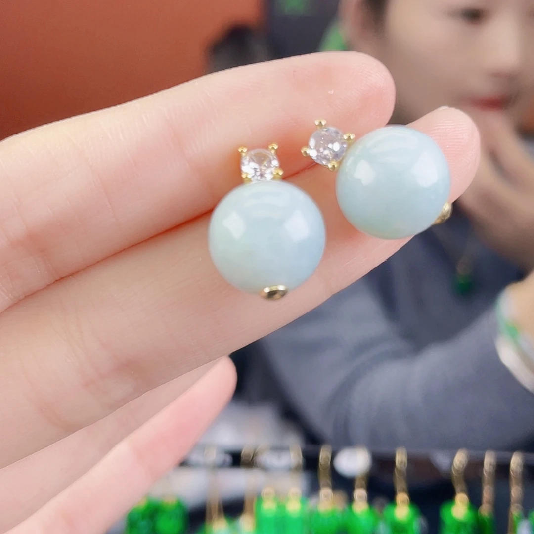 翡翠未镶嵌耳饰饰品