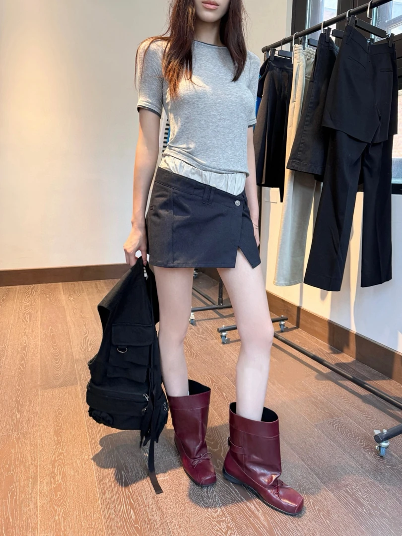 【lunan】天花板品质opyy两件套分层A字短裙女裤裙