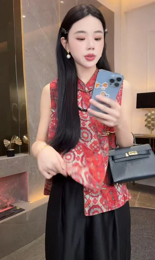 【八达运】新中式旗袍背心夏季新款马甲国风女装旗袍上衣