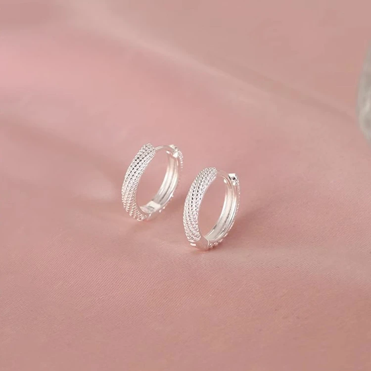 925银耳饰 麻花耳扣女小众耳环圈养耳洞洗睡免摘耳饰2025新款饰品