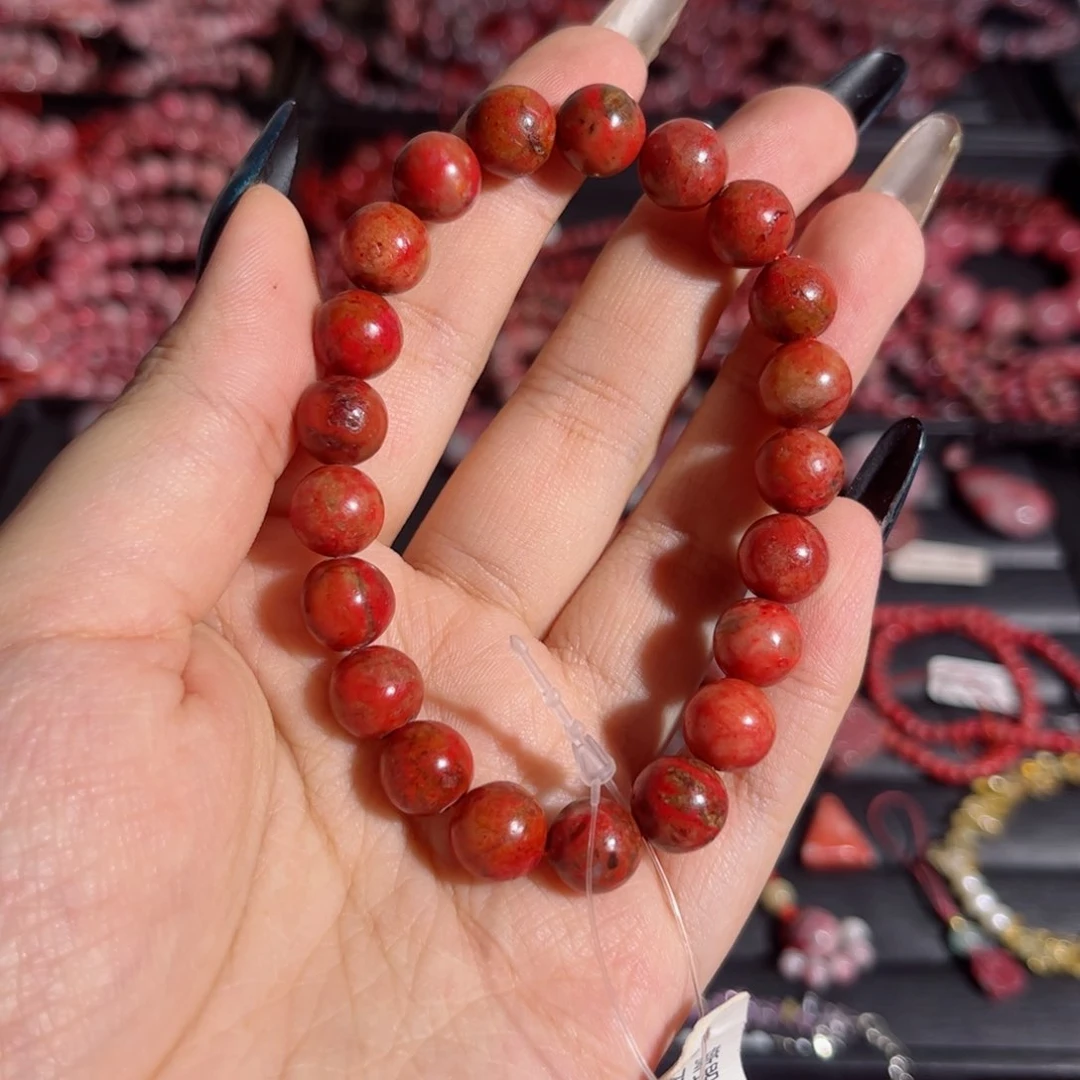 霞***光天然辰砂卡9+满红玉化料福利