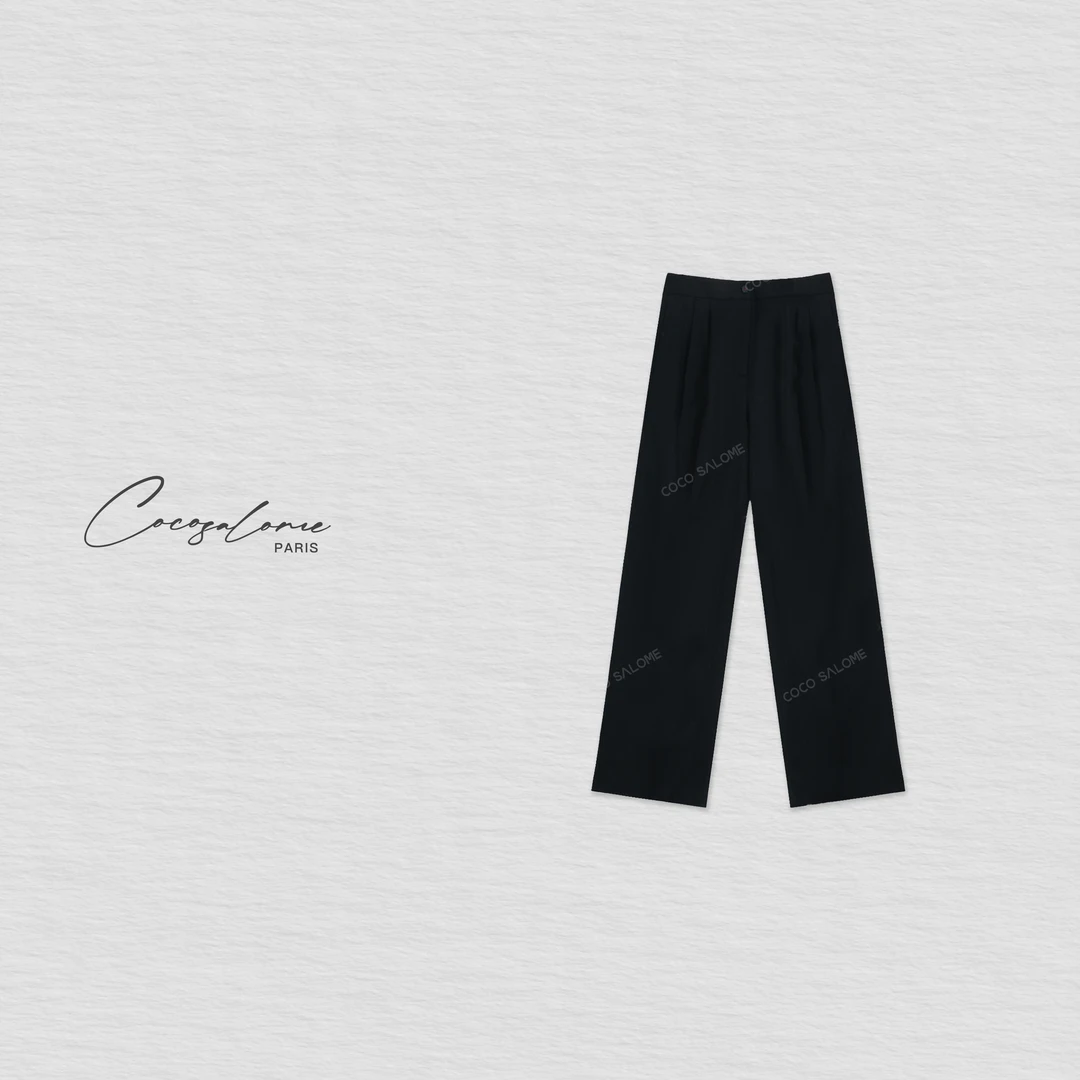 韩彬彬"西装直筒裤"夏季薄款绵羊毛弹力直筒黑色西装长裤1308-2