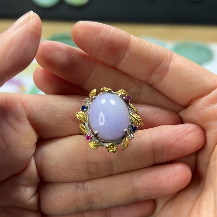 银S925镶嵌戒指翡翠戒指