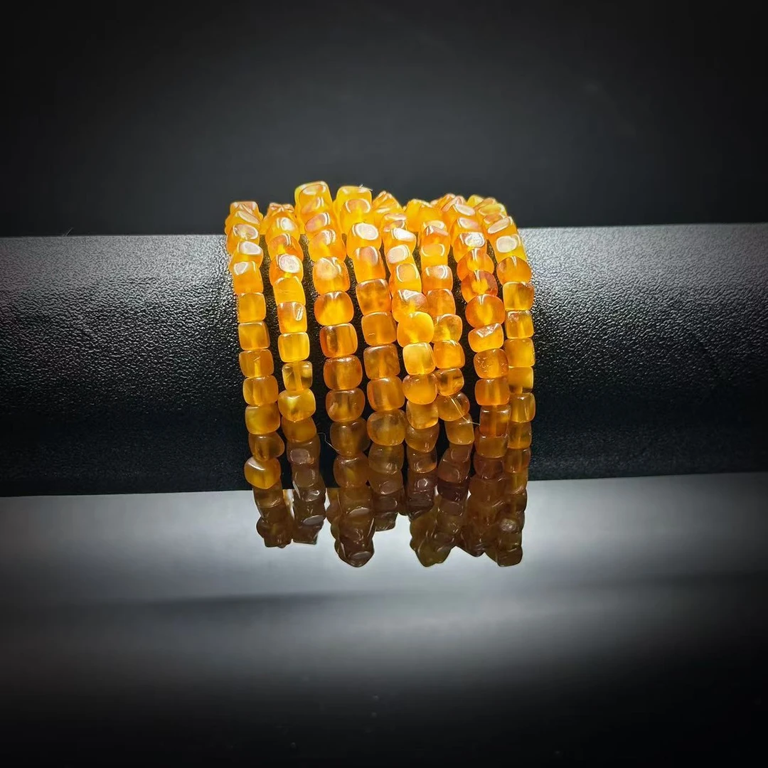 SJ1211 糖料蜜蜡方粒手链 多样性发其