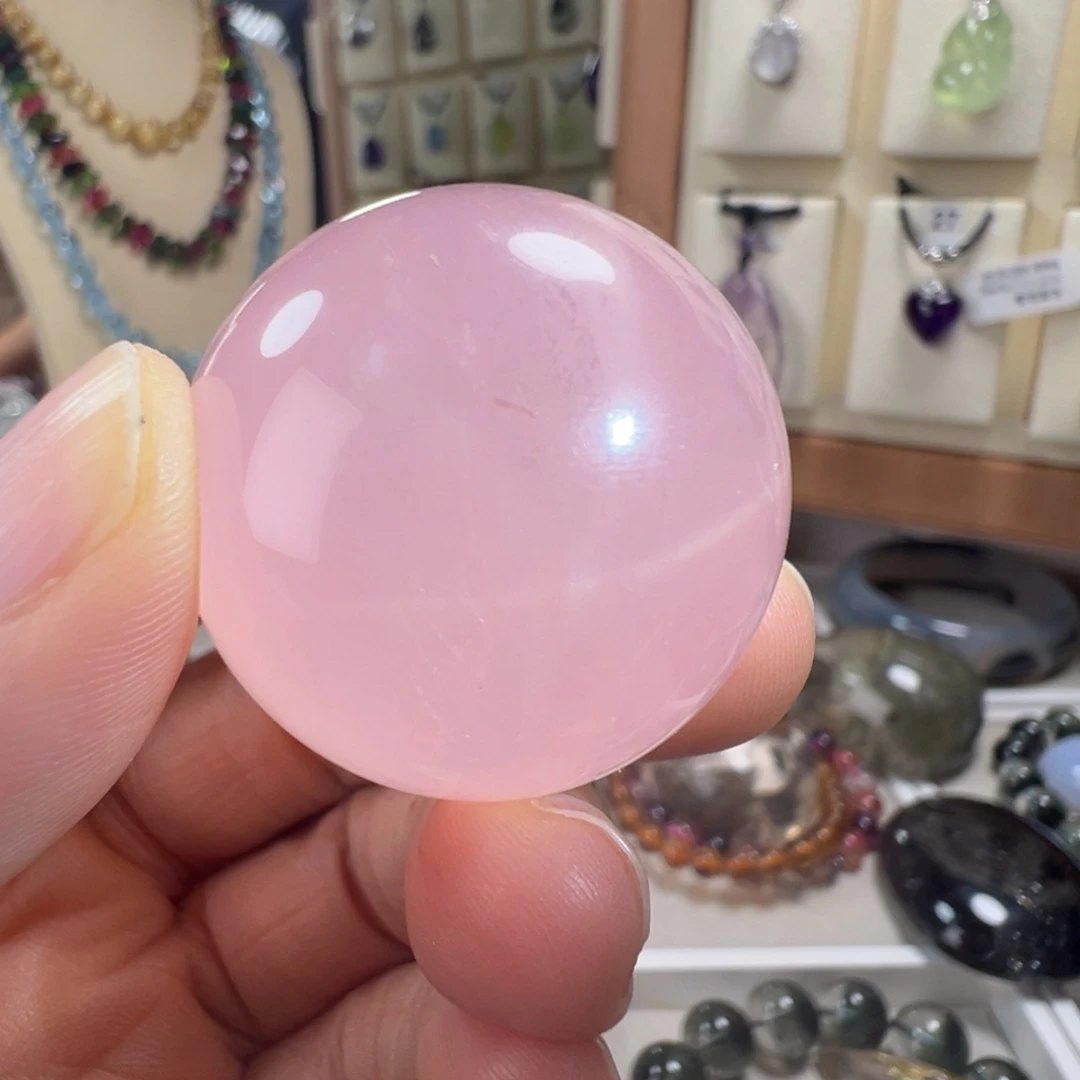 芙蓉石珠宝半成品未镶嵌天然星光粉晶球