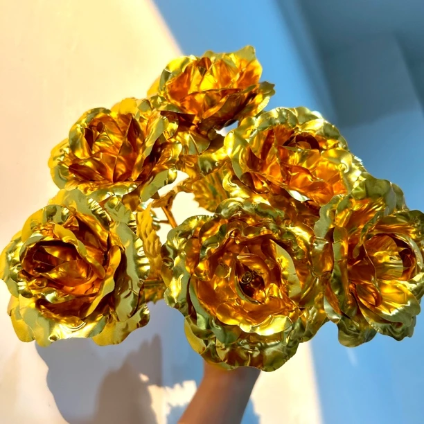 蚀金玫瑰红狼三角洲行动24k裸花七夕情人节礼品DIY金箔玫瑰花来