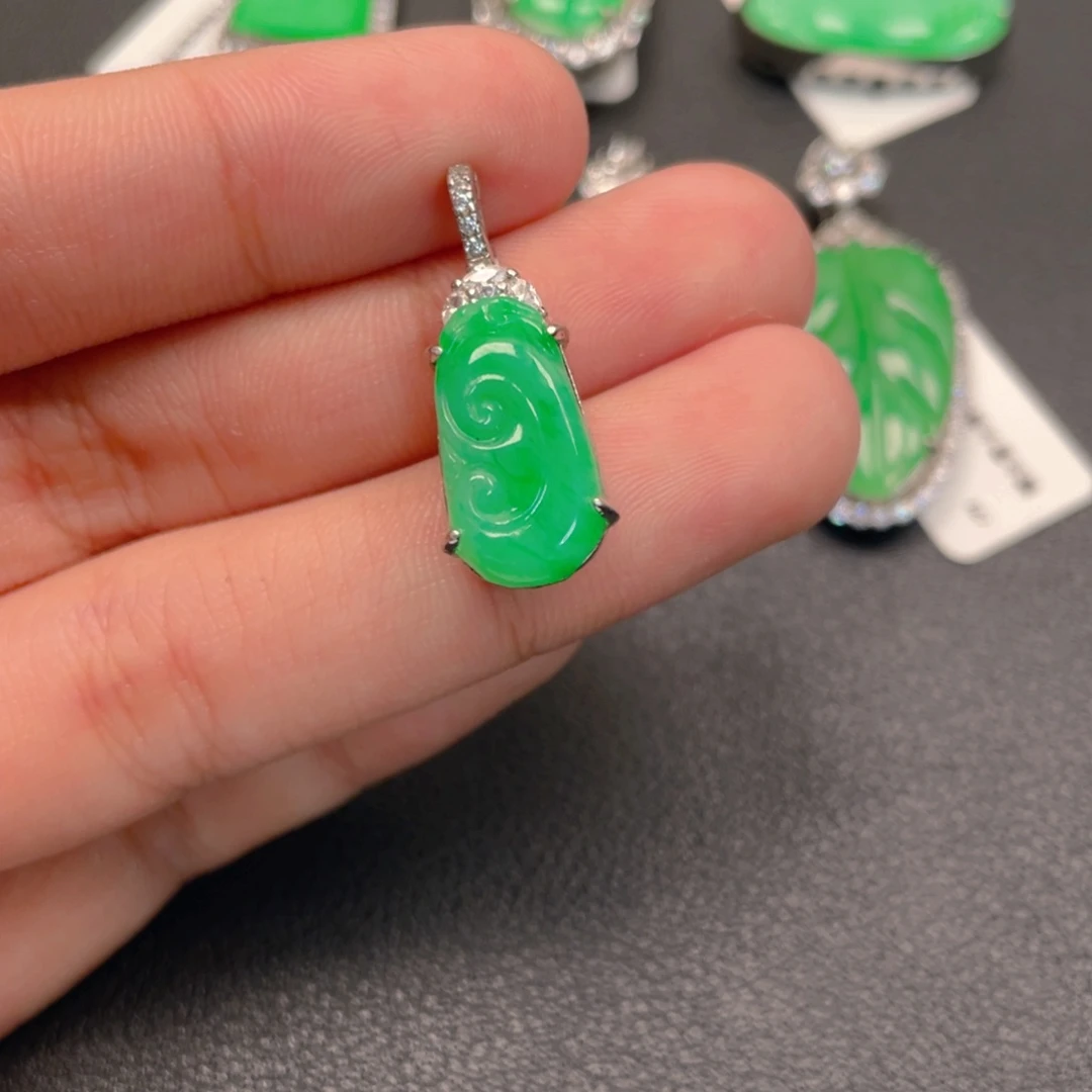 翡翠银S925镶嵌吊坠(不含链)