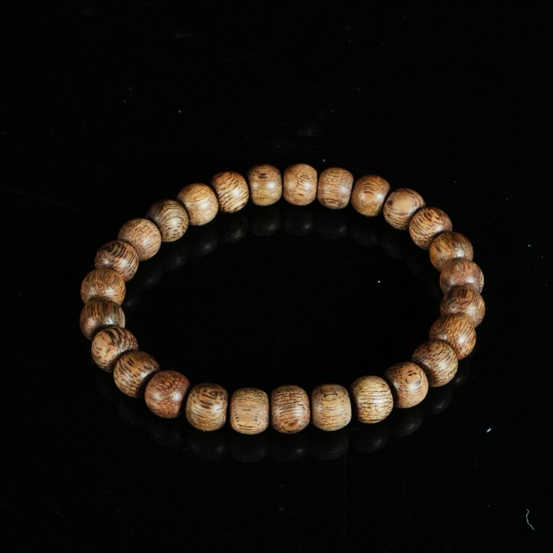 B1951 文莱红油软丝铁结老料沉香桶珠 0.78x0.65cm  3.96g